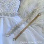 Vestido Infantil Branco Bordado Com Cinto De Pérola E Strass 