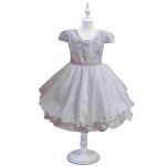 Vestido Infantil Branco Bordado Com Cinto De Pérola E Strass 