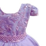 Vestido Infantil Lilás Festa Bordado Com Cinto De Pérola E Strass 