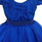 Vestido Infantil Azul Festa Bordado Com Cinto De Pérola E Strass 