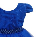 Vestido Infantil Azul Festa Bordado Com Cinto De Pérola E Strass 