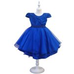 Vestido Infantil Azul Festa Bordado Com Cinto De Pérola E Strass 