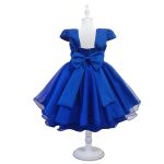 Vestido Infantil Azul Festa Bordado Com Cinto De Pérola E Strass 