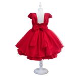Vestido Infantil Vermelho Bordado Com Cinto De Pérola E Strass 