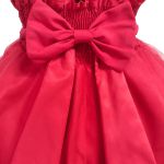 Vestido Infantil Vermelho Bordado Com Cinto De Pérola E Strass 