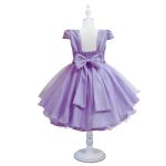 Vestido Infantil Lilás Festa Bordado Com Cinto De Pérola E Strass 