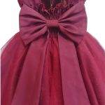 Vestido Infantil Bordô Bordado Com Cinto De Pérola E Strass 