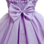 Vestido Infantil Lilás Festa Bordado Com Cinto De Pérola E Strass 