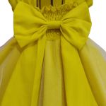 Vestido Infantil Amarelo Bordado Com Cinto De Pérola E Strass 