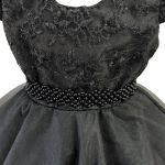Vestido Infantil Preto Bordado Com Cinto De Pérola E Strass 