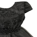 Vestido Infantil Preto Bordado Com Cinto De Pérola E Strass 