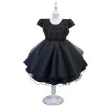 Vestido Infantil Preto Bordado Com Cinto De Pérola E Strass 