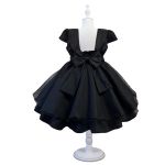 Vestido Infantil Preto Bordado Com Cinto De Pérola E Strass 