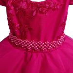 Vestido Infantil Pink Festa Bordado Com Cinto De Pérola E Strass 