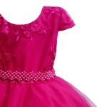 Vestido Infantil Pink Festa Bordado Com Cinto De Pérola E Strass 