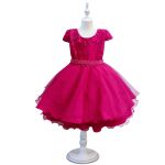 Vestido Infantil Pink Festa Bordado Com Cinto De Pérola E Strass 
