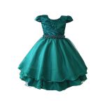 Vestido Infantil Verde Festa Bordado Com Cinto De Pérola E Strass 