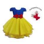 Vestido Juvenil Branca De Neve Festa Fantasia Curto 