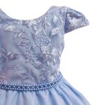 Vestido Juvenil Princesa Azul Bebe Bordado Casamento Batizado Curto 
