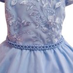 Vestido Juvenil Princesa Azul Bebe Bordado Casamento Batizado Curto 