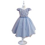 Vestido Juvenil Princesa Azul Bebe Bordado Casamento Batizado Curto 