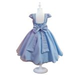 Vestido Juvenil Princesa Azul Bebe Bordado Casamento Batizado Curto 