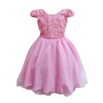 Vestido Juvenil Princesa Rosa Bebe Bordado Casamento Batizado Curto 