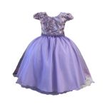 Vestido Juvenil Princesa Lilás Bordado Casamento Batizado Curto 