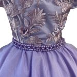 Vestido Juvenil Princesa Lilás Bordado Casamento Batizado Curto 