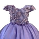 Vestido Juvenil Princesa Lilás Bordado Casamento Batizado Curto 