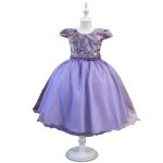 Vestido Juvenil Princesa Lilás Bordado Casamento Batizado Curto 