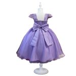 Vestido Juvenil Princesa Lilás Bordado Casamento Batizado Curto 