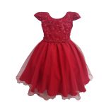Vestido Juvenil Princesa Vermelho Bordado Casamento Batizado Curto 