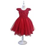 Vestido Juvenil Princesa Vermelho Bordado Casamento Batizado Curto 