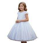 Vestido Juvenil Princesa Branco Bordado Casamento Batizado Curto 