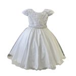 Vestido Juvenil Princesa Branco Bordado Casamento Batizado Curto 