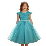 Vestido Juvenil Princesa Verde Bordado Casamento Batizado Curto