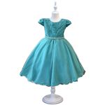 Vestido Juvenil Princesa Verde Bordado Casamento Batizado Curto
