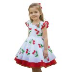 Vestido Infantil Estampado Temático Cereja Festa Princesa