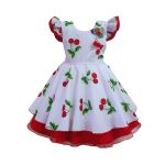 Vestido Infantil Estampado Temático Cereja Festa Princesa