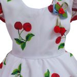 Vestido Infantil Estampado Temático Cereja Festa Princesa