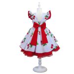 Vestido Infantil Estampado Temático Cereja Festa Princesa