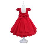 Vestido Juvenil Vermelho Curto Bordado Saia Lisa Com Cinto Dourado 