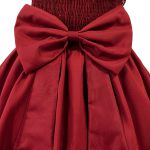 Vestido Juvenil Marsala Curto Bordado Saia Lisa Com Cinto Dourado 