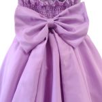 Vestido Juvenil Lilás Curto Bordado Saia Lisa Com Cinto Dourado