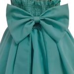 Vestido Juvenil Verde Curto Bordado Saia Lisa Com Cinto Dourado 