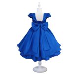 Vestido Juvenil Azul Royal Curto Bordado Saia Lisa Com Cinto Dourado 