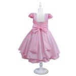 Vestido Juvenil Rosa Bebe Curto Bordado Saia Lisa Com Cinto Dourado 