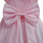 Vestido Juvenil Rosa Bebe Curto Bordado Saia Lisa Com Cinto Dourado 