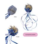 Vestido Conjunto Festa Junina Azul Infantil Xadrez Fitas Babado 